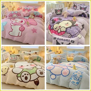 PS1 Sanrio My Melody Pochacco 3IN1 Ga trải giường Vỏ chăn gối Bộ chăn ga gối Bộ đồ giường Phòng ngủ có thể giặt được SP1