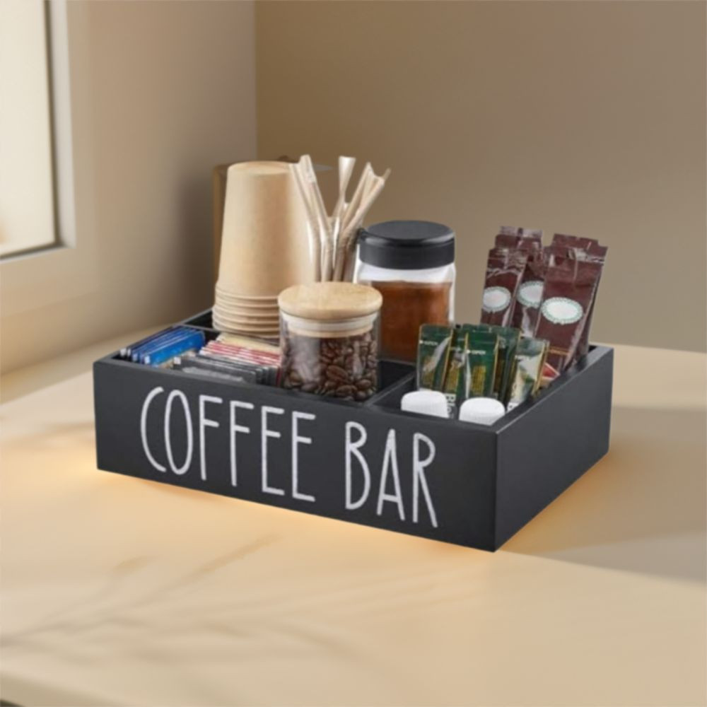 Hộp Bảo Quản Trà & Cà Phê JEREMY, Hộp Đựng Cà Phê Bằng Gỗ Dung Tích Lớn Phong Cách Retro, Trang Trí Bàn Ăn Hộ Gia Đình Sáng Tạo 4 Ngăn Để Bàn Hộp Văn Phòng Phẩm Phòng Ngủ