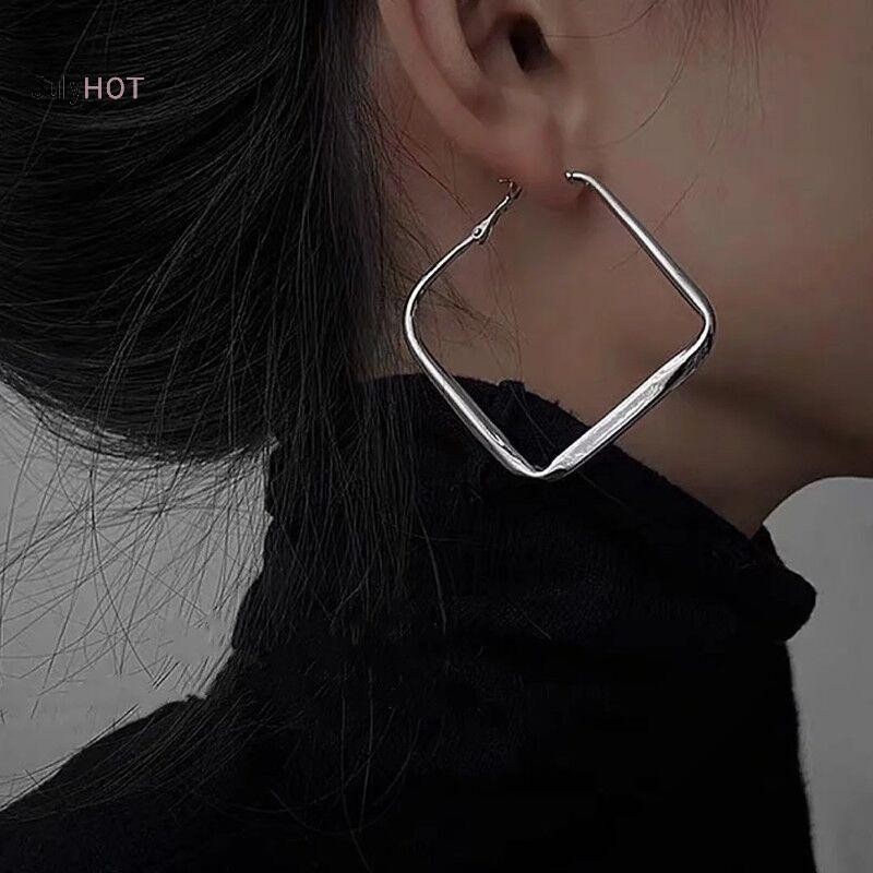 Julyhot Thời Trang Màu Vàng Lớn Vuông Vòng Bông Tai Dành Cho Nữ Phóng Đại Kim Loại Hình Học Không Đều Vòng Tròn Bông Tai Trang Sức Massivedeals