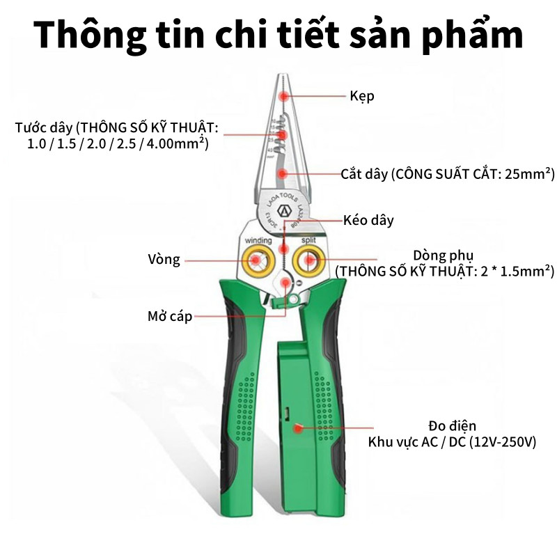 8 Trong 1 Dây Tước Kìm Điện Cáp Vũ Nữ Thoát Y,may tuốt dây thép không gỉ với máy kiểm tra điện