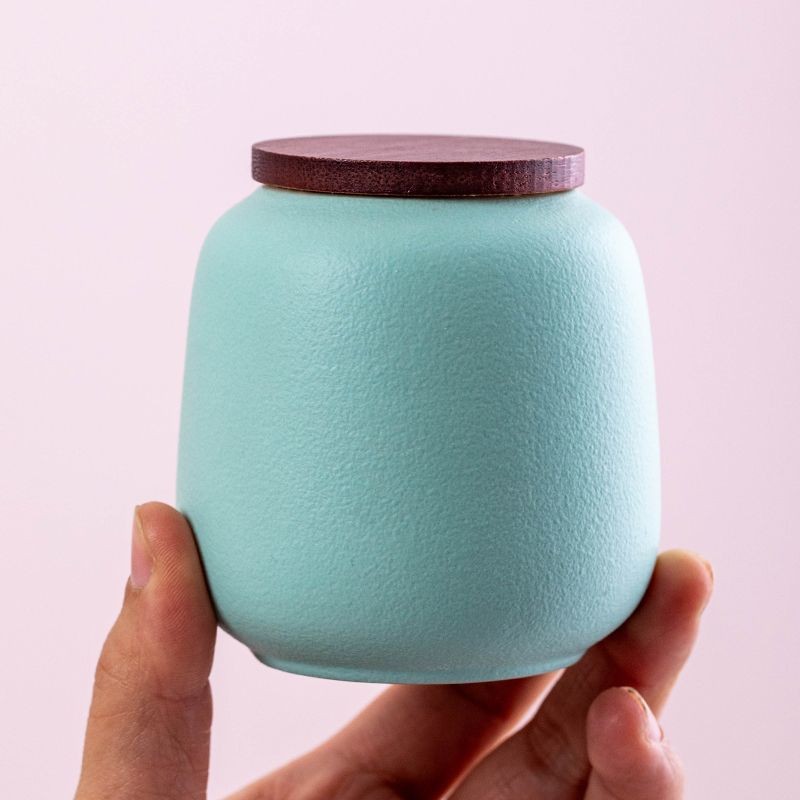 Bộ đồ đá di động Gốm sứ mờ Kích thước nhỏ Hộp đựng trà có nắp & Hộp đựng du lịch chống ẩm kín & Hộp đựng đồ