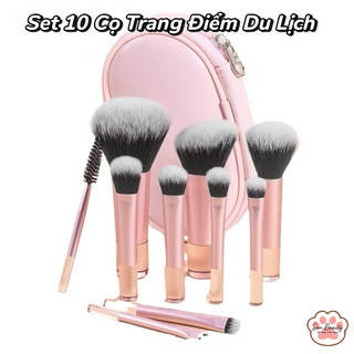 Bộ 10 Cọ Trang Điểm Kèm Bao Da, Phấn Mắt Phấn Nền Chuyên Nghiệp Dụng Cụ Trang Điểm