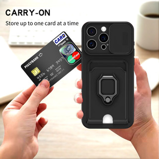 Dành Cho iphone 15 Pro Max / 14 Plus / 13 Pro / 12 / 11 Ốp Lưng 4 Trong 1 Trượt Camera Bao Đựng Thẻ Đứng Vuông Freebie Dây Chống Sốc Chống Rơi Mỏng Mềm TPU Cover