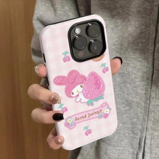 Ốp điện thoại 2 trong 1 Jelly Strawberry Melody tương thích với iPhone 15 Pro Max, Apple 16 14 Plus 11 / 12 / 13 Pro Max, vỏ bảo vệ chống sốc mới