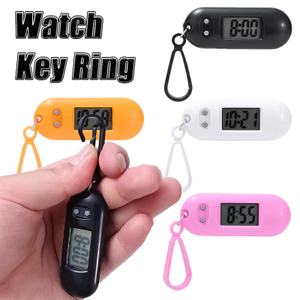 Có Khóa Đồng Hồ Treo Điện Tử Nhỏ Im Lặng Đồng Hồ Điện Tử Móc Khóa Chống Rơi Mini LED Đồng Hồ Kỹ Thuật Số Hiển Thị Chìa Khóa