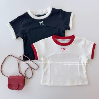 A55-[tomnaukids] Áo cộc tay thêu nơ cho bé gái size từ 8-35Kg