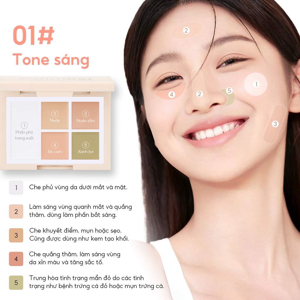 FelinWel - Bảng Che Khuyết Điểm Đa Năng Gồm 2 Tông Màu, Hiệu Chỉnh Màu Da + Phấn Phủ, Kết Cấu Mịn Ẩm, Kèm Cọ Tùy Chọn