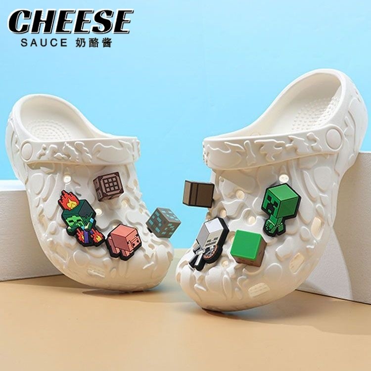 Dép Crocs cho trẻ em Minecraft, dép sandal cho bé trai, mùa hè 2025, dép đi biển mới cho trẻ lớn, chống mùi cho trẻ sơ sinh