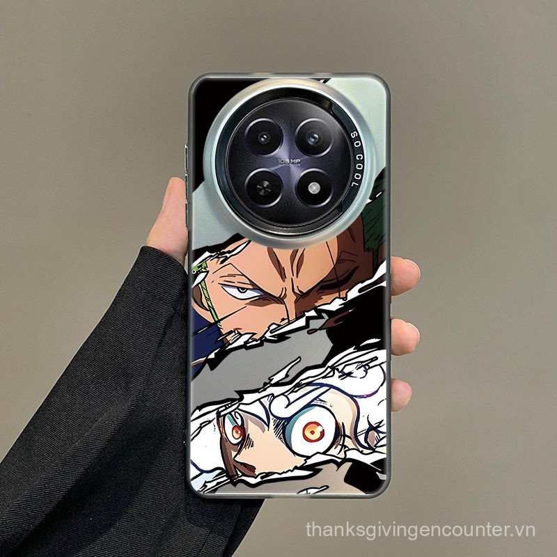 Ốp Realme 12/13/14 Pro Plus 5G, 12X/12+/13+/14X 5G, Anime One Piece, cứng mờ chống sốc, bảo vệ camera, hình Monkey Luffy Zoro, chống vân tay