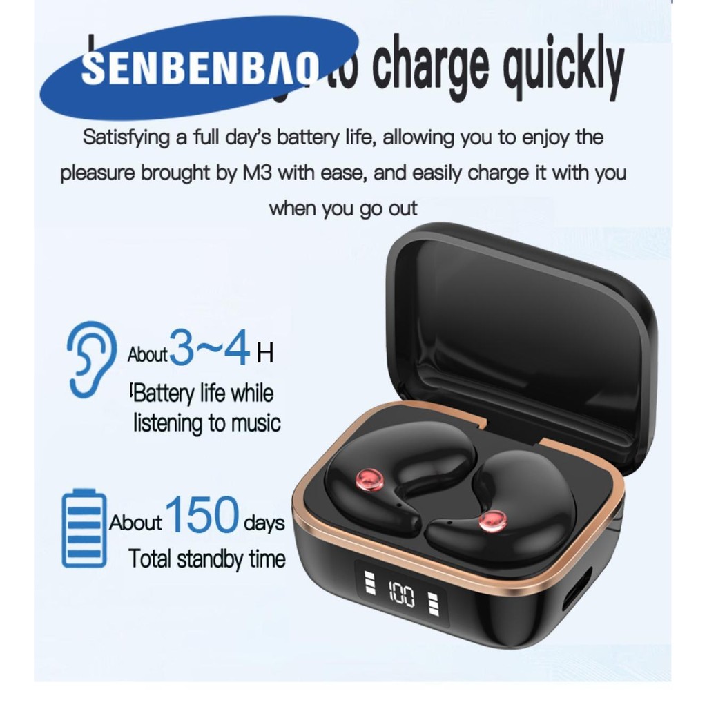 Tai nghe không dây SENBENBAO X55PRO Tai nghe ngủTWS dành cho tất cả điện thoại di động thông minh có Mic và chống thấm nước