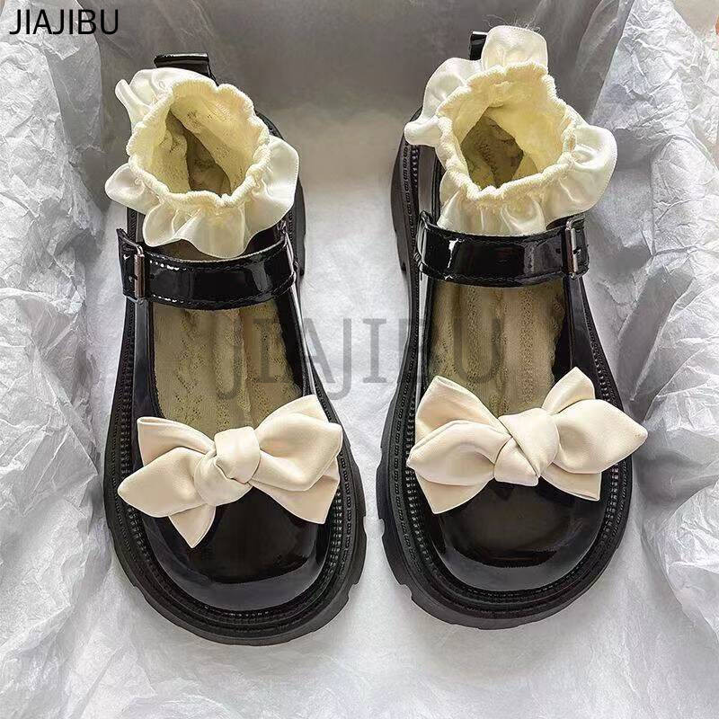 Size 34-46 Giày Nữ Size Lớn Chất Lượng Cao 45 Korean Fashion Platform Mary Jane Shoes 44 Giày Đi Học Gót Dày Màu Đen 43 Giày Công Chúa Cosplay Nơ Kiểu Pháp 42 Japanese JK Uniform Lolita Doll Shoes Giày Da Nhỏ Mũi Tròn Chống Trượt Phong Cách Anh Có Gót Dày
