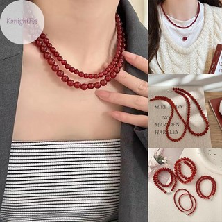 K2nightfee Vintage Đỏ Đính Hạt Dây Chuyền Nữ Phong Cách Trung Hoa Hạt Thủy Tinh Vòng Cổ Tinh Tế Thanh Lịch Choker Thẩm Mỹ Phụ Kiện Trang Sức VN