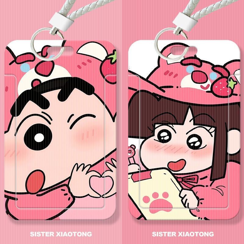 Crayon Shin chan đựng thẻ trượt cặp đôi sinh viên, thẻ bữa ăn, thẻ xe buýt, vỏ bảo vệ thẻ ID, hộp đựng thẻ truy cập