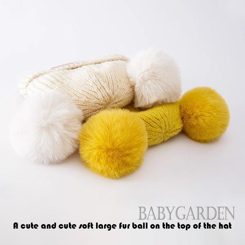 / / -Baby Girls Boys Beanie Bear Letter Patch Double Bobbles Thu Đông Mũ Ấm Áp Tập Đi Beanie Mũ Đan