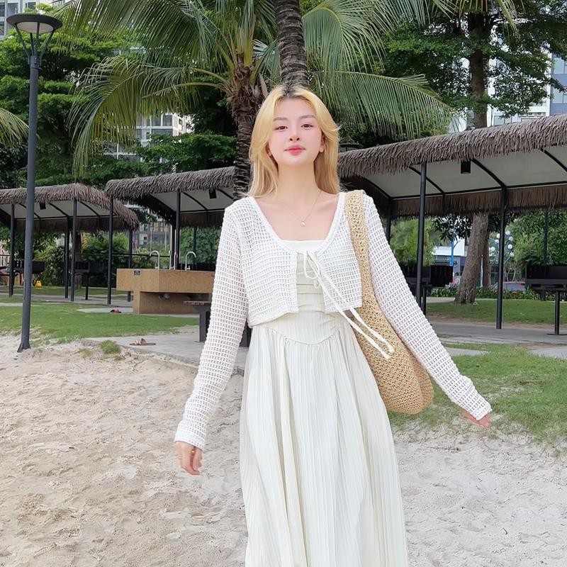 Áo khoác lưới cardigan thắt nơ xixeoshop Jacket Nữ Women Top V470