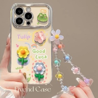 Ốp Điện Thoại Búp Bê DIY Hoa Dễ Thương + Dây Buộc Cho iPhone 11 16 15 14 13 12 Pro Xs Max XR X 6 6s 7 8 Plus Hàn Quốc Ốp lưng Chống Sốc Ốp Lưng Bảo Vệ