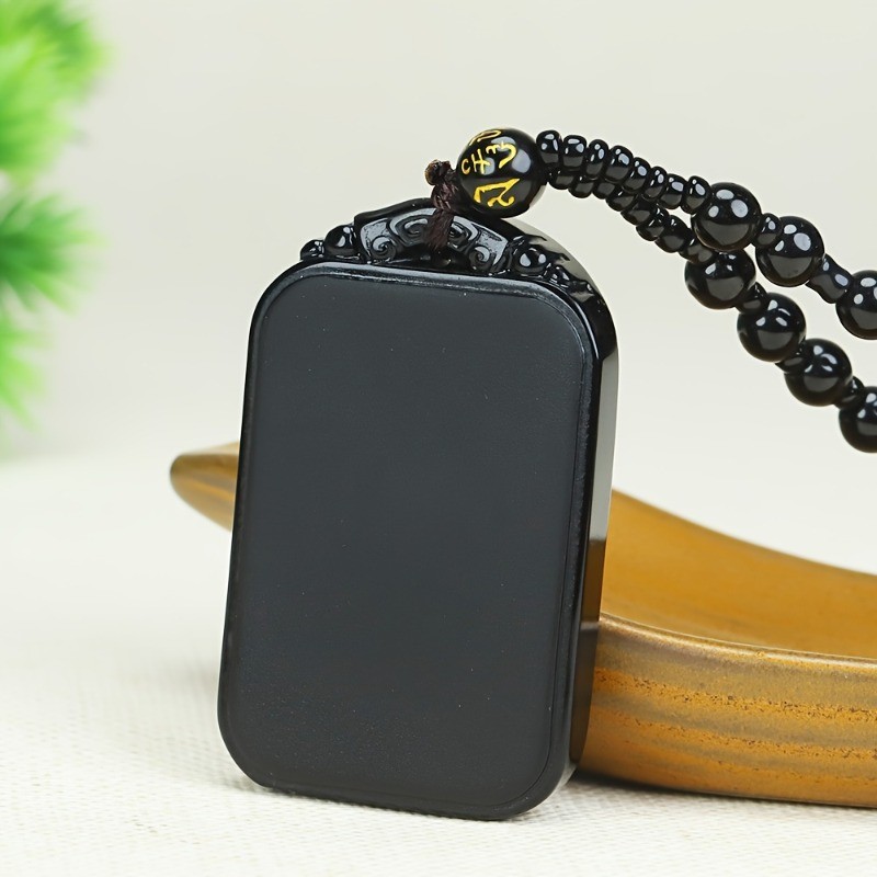 Dây chuyền mặt obsidian thời trang nam nữ, phong cách đơn giản, không kèm thẻ