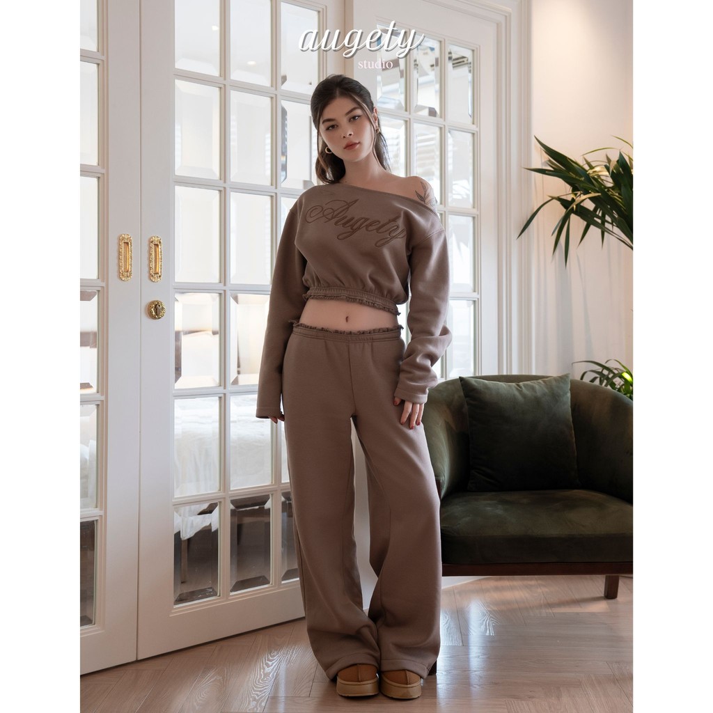 [MUA KÈM ÁO GIẢM 30K] Quần Nỉ Dài Form Ống Suông Rộng Augety Studio, Cosie Sweatpants