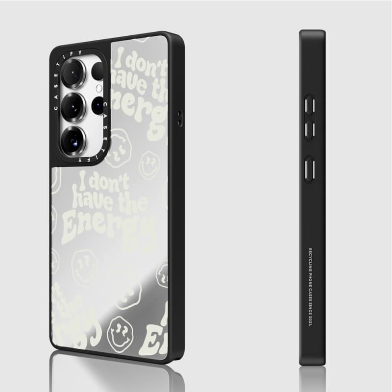 Casetify X Energy Case Matte Black & Sliver Mirror Vỏ hút từ tính Samsung Galaxy S23 S24 S25 Ultra Plus Mặt sau cứng có hộp khắc logo