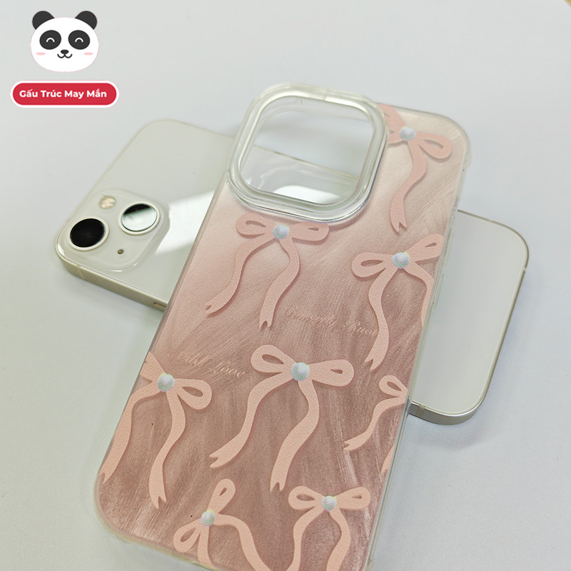Ốp Lưng iPhone Nơ Hồng Công Nghệ IMD - Chống Vân Tay & Chống Trầy | Tương Thích iPhone 16/15/14/13/12/11 ProMax/XR/XSMax
