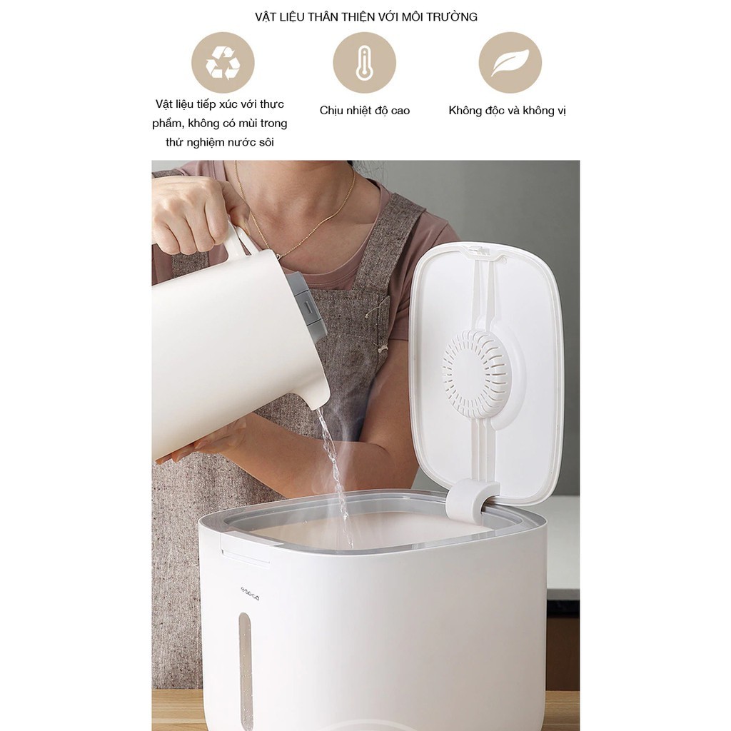 Thùng đựng gạo 10kg và 12kg ECOCO, thùng gạo thông minh chống ẩm mốc mối mọt, côn trùng