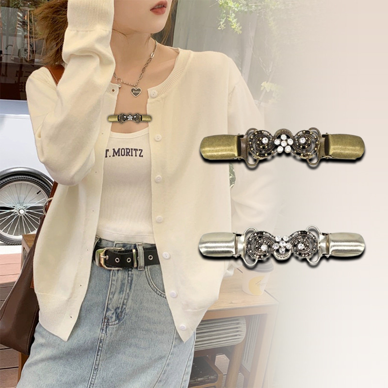 [Yunyuan] Mới Châu Âu Và Mỹ Xuân Hè Áo Len Retro Khăn Choàng Kẹp Cổ Khăn Kẹp Mỏ Vịt Kẹp Trâm Phụ Kiện