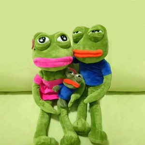 Green Frog Plushie - Búp bê nhồi bông mặt buồn dễ thương, Cánh tay & chân có thể tư thế linh hoạt, Bộ sưu tập lấy cảm hứng từ Kawaii Meme