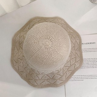 Mũ đan FEASTLY, Mũ xô vành rộng chống tia cực tím, Mũ che nắng thoáng khí có thể gập lại dành cho nữ