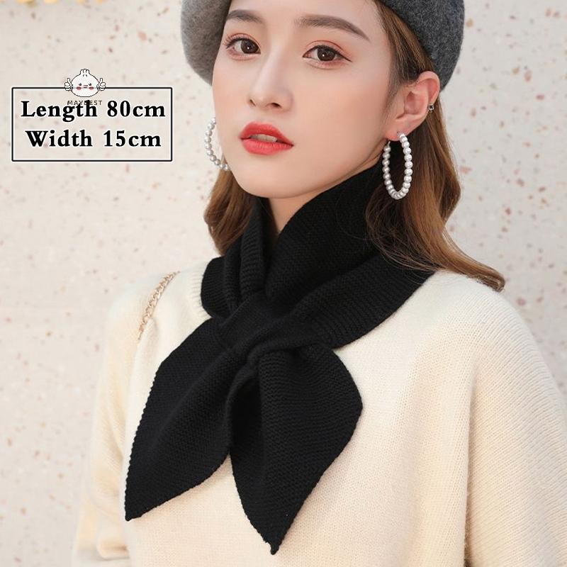 Maybest Khăn nơ mùa thu đông đa năng Khăn quàng cổ mềm mại dành cho nữ Cô gái Khăn quàng cổ ấm áp thời trang Màu trơn Khăn ấm áp mềm mại {VN}