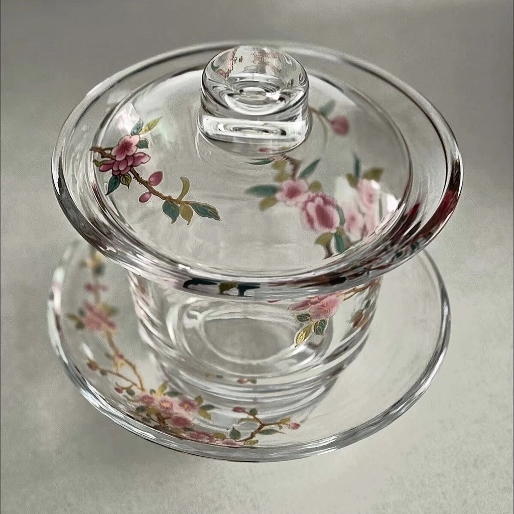Bát bọc thủy tinh pha lê Sancai & Bộ trà thủy tinh dày dặn chống bỏng chống bỏng