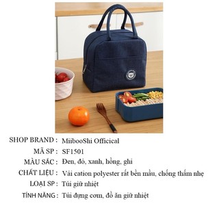 Túi đựng cơm giữ nhiệt văn phòng size lớn lớp cách nhiệt dày giúp giữ nóng lạnh lâu tiện mang theo