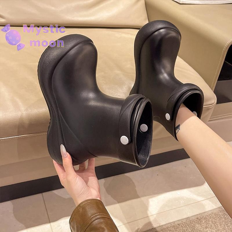 [Mystic] Giày đi mưa dài vừa phải dành cho nữ Giày đi mưa đế dày thời trang ngoài trời dành cho nữ Giày đi mưa đế dày chống trượt dành cho người lớn Giày đi mưa đế mềm chống mài mòn [Mới]