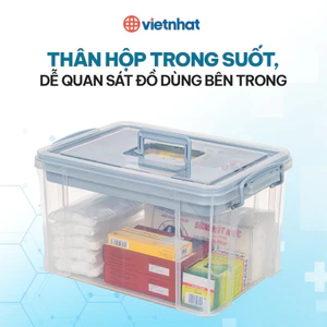 Hộp đựng đồ y tế 6576 Việt Nhật, Hộp đựng thuốc y tế, hộp thuốc y tế gia đình tiện lợi, hộp đựng thuốc 2 tầng
