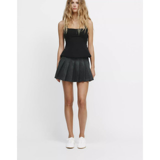 Áo kiểu Zara made in Morocco 2 dây corset chiết eo loe gấu - nữ