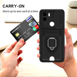 Dành Cho Redmi A1 Plus A2 Plus Ốp Lưng 4 Trong 1 Trượt Camera Bao Đựng Thẻ Đứng Vuông Freebie Dây Chống Sốc Chống Rơi Mỏng Mềm TPU Cover