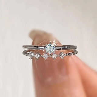 Bộ 2 Món S925 Bạc Zircon Nhẫn Trang Sức Thời Trang Đơn Giản Quà Tặng Nữ