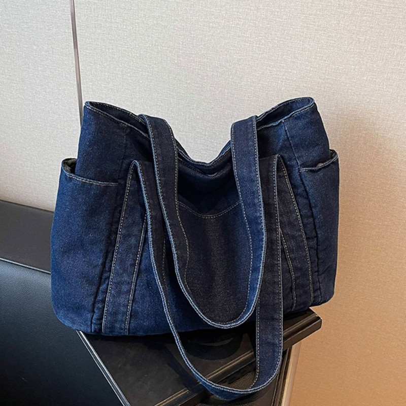 Túi sát nách nữ phong cách, hợp thời trang, dung tích lớn, chất liệu denim, phù hợp đi làm, mua sắm