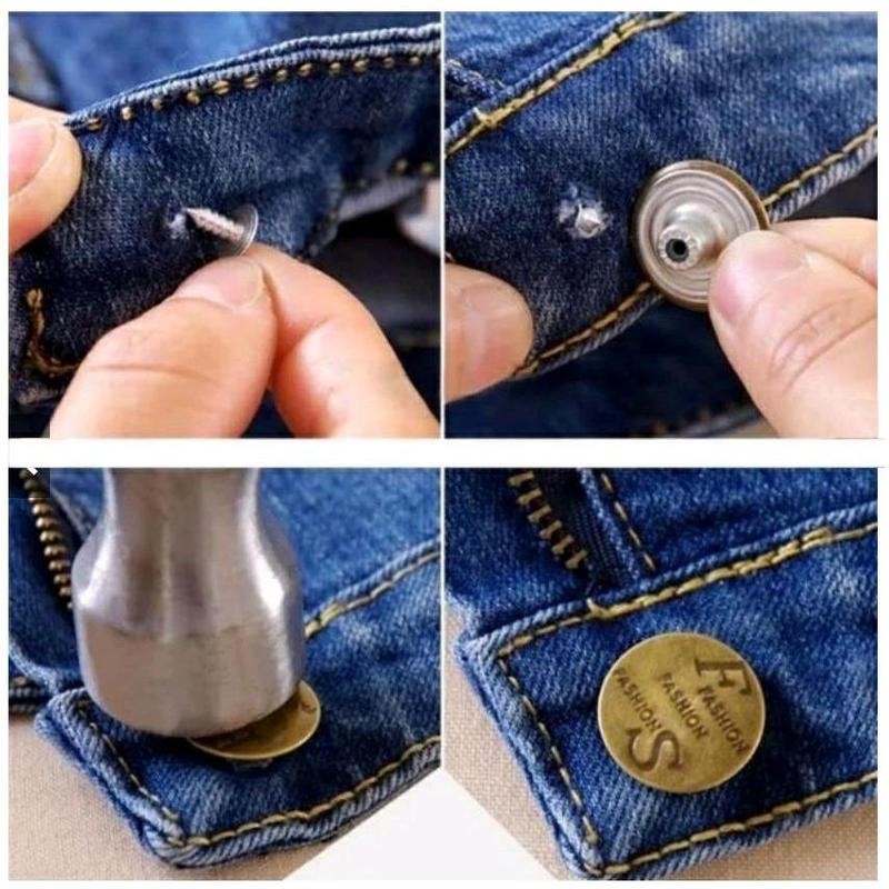 Nút Cúc quần áo Bò nút đinh, Mặt đồng bằng kim loại, Cỡ 17mm. Nút Cúc quần áo jeans