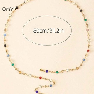 Thời Trang Nhà Máy Thời Trang Nhiều Màu Sắc Giả Pha Lê Dài Hình Chữ Y Vòng Cổ Kim Loại Xương Đòn Dây Chuyền Ngày Lễ Trang Sức Cơ Thể QrhYK