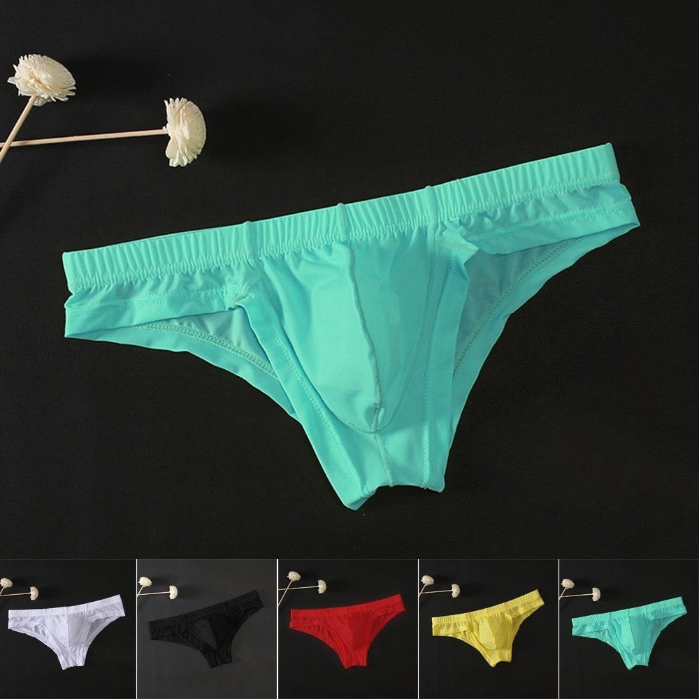 {WELV}Transparent Mesh Ice Silk Briefs Men's Sexy Underwear Lingerie Panties Seductive