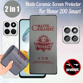 Bảo vệ màn hình chống nhìn trộm 2 trong 1 cho Honor 200 Smart X7b 4G 5G 9D Mềm chống gián điệp bằng gốm mềm mờ bảo vệ quyền riêng tư với phim ống kính máy ảnh