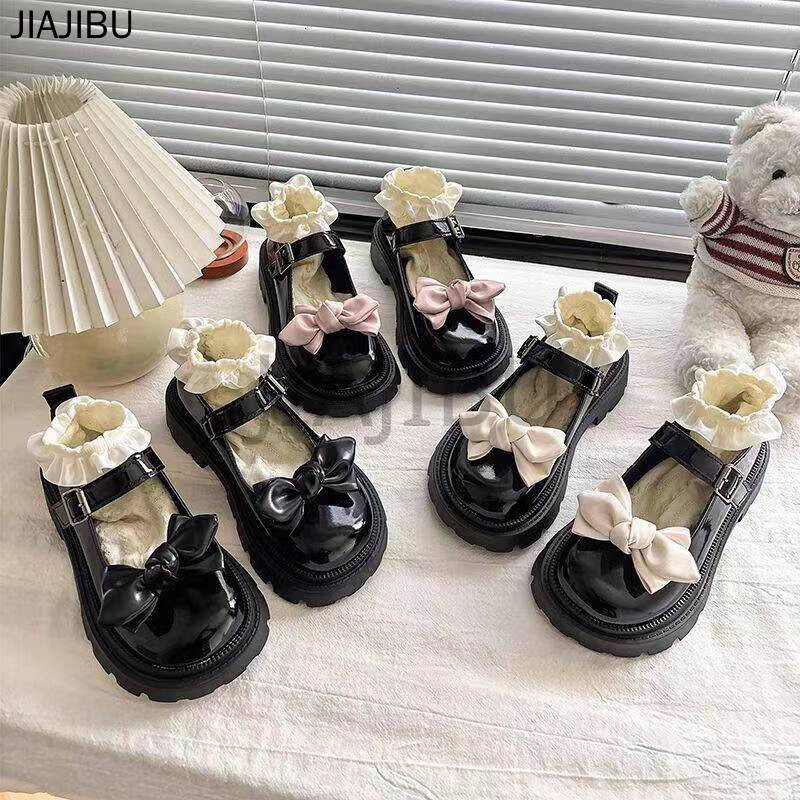 Size 34-46 Giày Nữ Size Lớn Chất Lượng Cao 45 Korean Fashion Platform Mary Jane Shoes 44 Giày Đi Học Gót Dày Màu Đen 43 Giày Công Chúa Cosplay Nơ Kiểu Pháp 42 Japanese JK Uniform Lolita Doll Shoes Giày Da Nhỏ Mũi Tròn Chống Trượt Phong Cách Anh Có Gót Dày