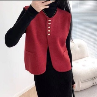Cổ Tròn Dệt Kim Áo Vest Nữ Thu Đông Rời Lười Nhỏ Hương Thơm Áo Len Retro Nhẹ Nhàng Tính Khí Nhật Ký Top