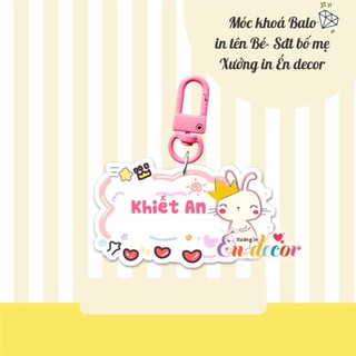 Móc khóa treo BALO IN TÊN BÉ VÀ SỐ BỐ MẸ theo yêu cầu cực dễ thương cho bé  DH