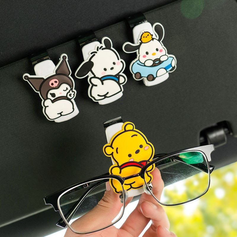 Kẹp kính ô tô, bảo quản tấm che nắng, hiện vật đa chức năng, giá đỡ kính râm ô tô, xe hoạt hình có kẹp thẻ dễ thương Có thể sử dụng làm quà tặng
