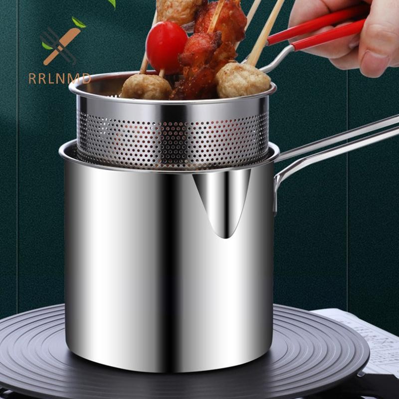 Rrlnmd Nhà Bếp Nồi Chiên Sâu Inox 304 Nồi Chiên Nhà Bếp Có Bộ Lọc Tempura Chiên Chảo Gà Chiên Dụng Cụ Nấu Ăn MỚI