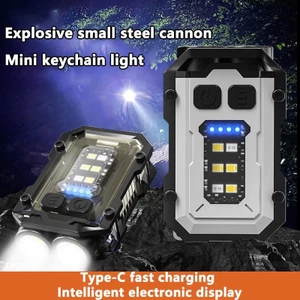 Panpia LED Đèn Pin Sáng Cao Di Động Móc Khóa Ánh Sáng Kép Nguồn Sáng Cắm Trại Ngoài Trời Câu Cá Dụng Cụ Đa Năng Đèn Pin HEVN