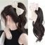 DELMER Đuôi ngựa xoăn gợn sóng dài, Tóc nối dài phong cách Hàn Quốc Màu đen nơ màu be tóc giả đuôi ngựa, Tiệc tóc đuôi ngựa lông tơ tự nhiên tổng hợp thanh lịch