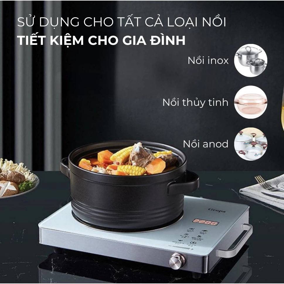 Bếp hồng ngoại Tatami không kén nồi công suất 3500W đa năng, nấu và nướng trực tiếp trên bếp