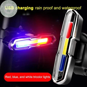 Pusky USB Đèn xe đạp chống nước có thể sạc lại Đèn hậu xe đạp địa hình Ba màu Đèn cảnh báo đi xe đêm Thiết bị đi xe đạp ngoài trời VN